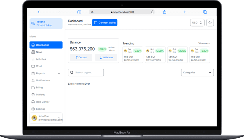 image Tokena Financial App(Dashboard)